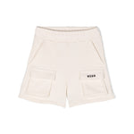 Msgm Kids Short Cargo Crema con Logo