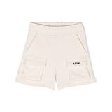 Msgm Kids Short Cargo Crema con Logo
