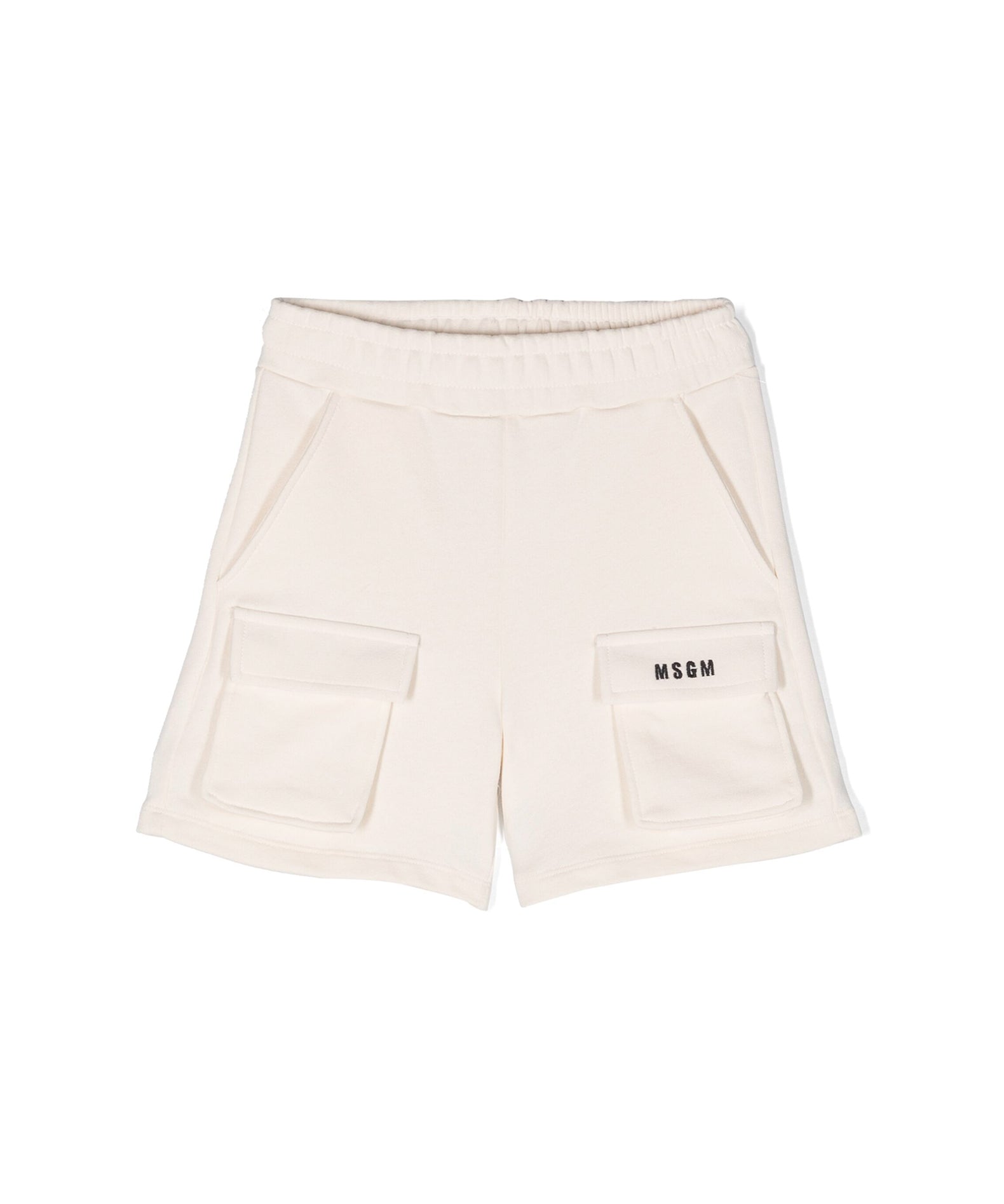 Msgm Kids Short Cargo Crema con Logo