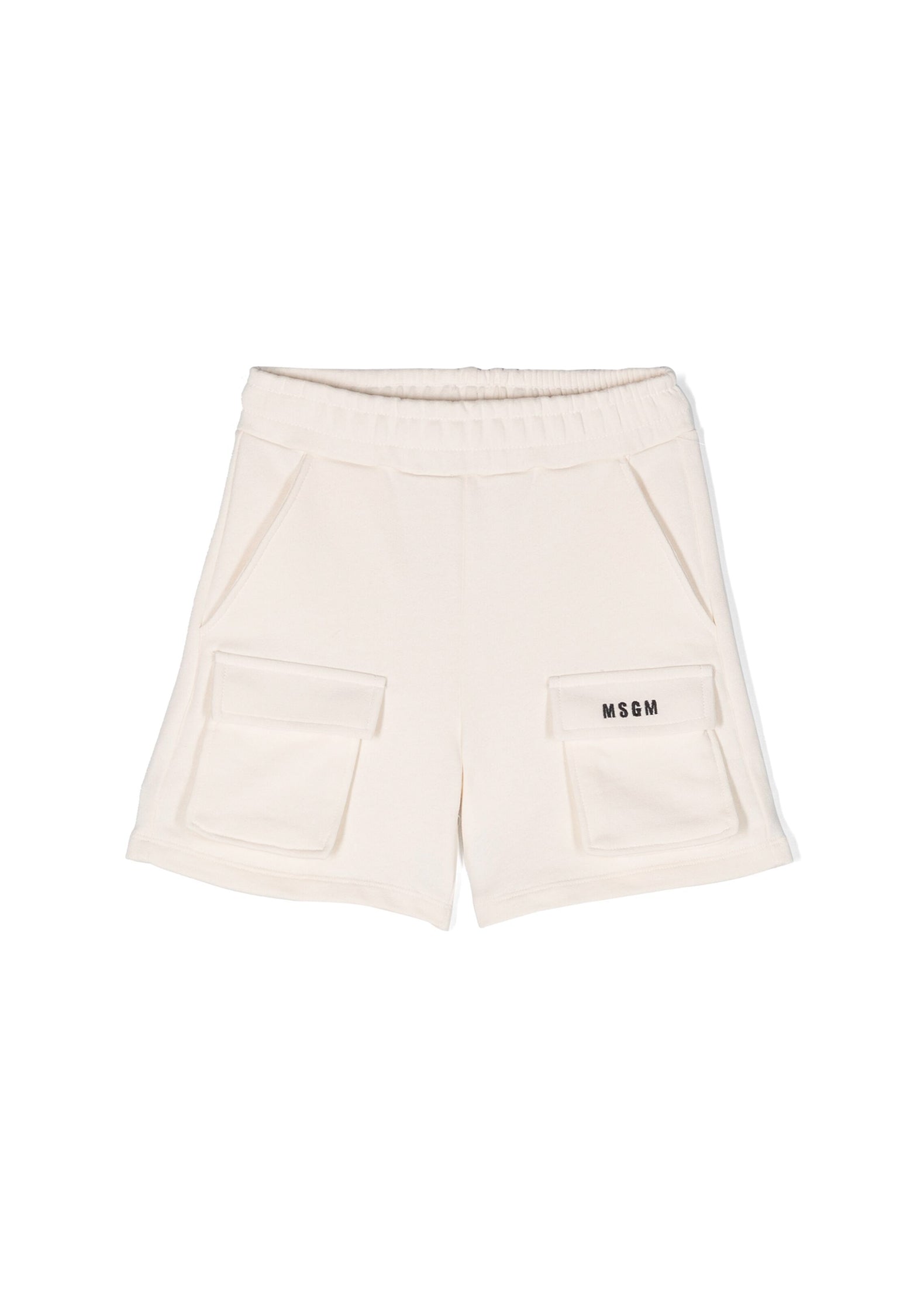 Msgm Kids Short Cargo Crema con Logo