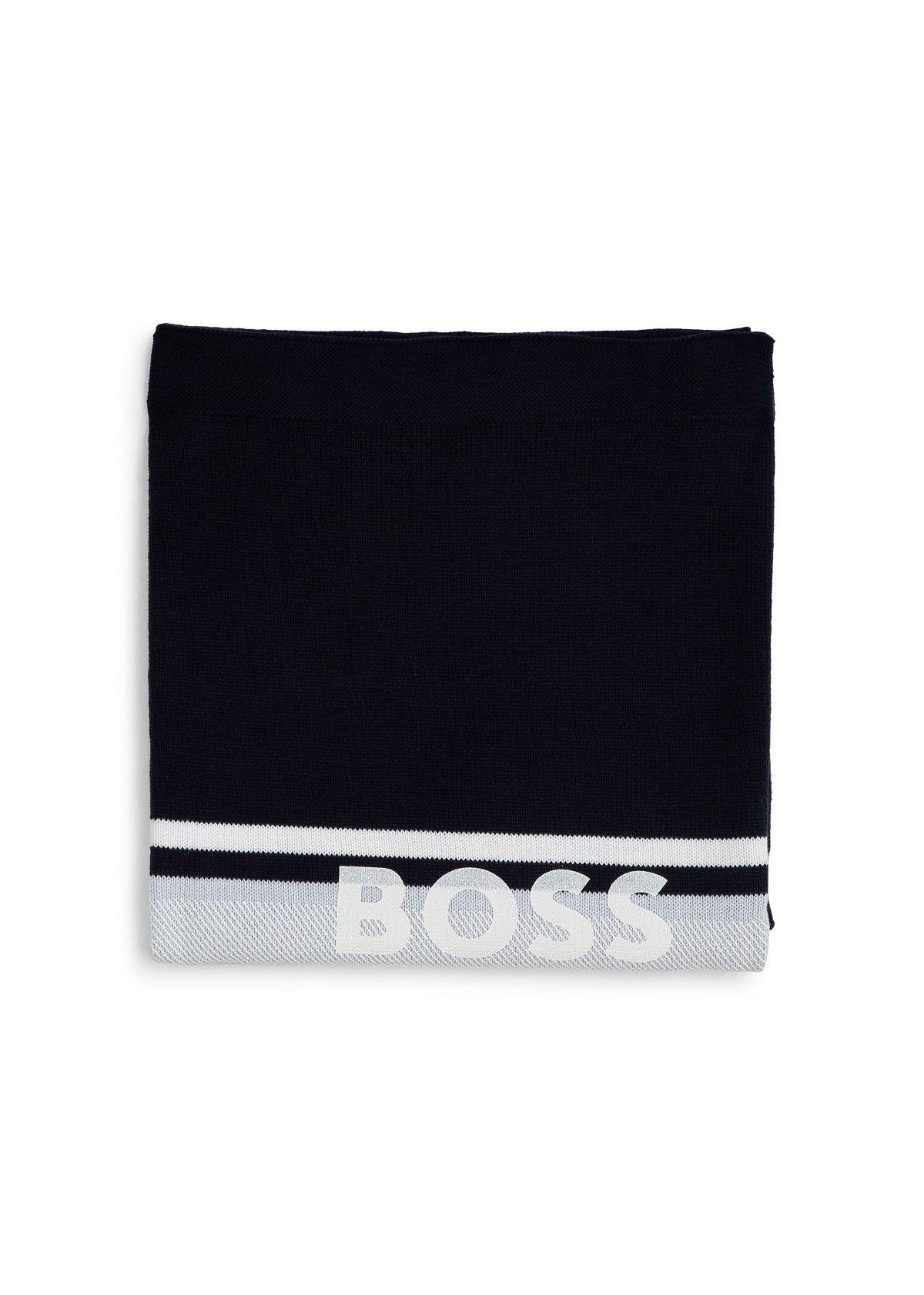 Boss Kids Coperta Bianco/Blu in maglia di Cotone con Logo