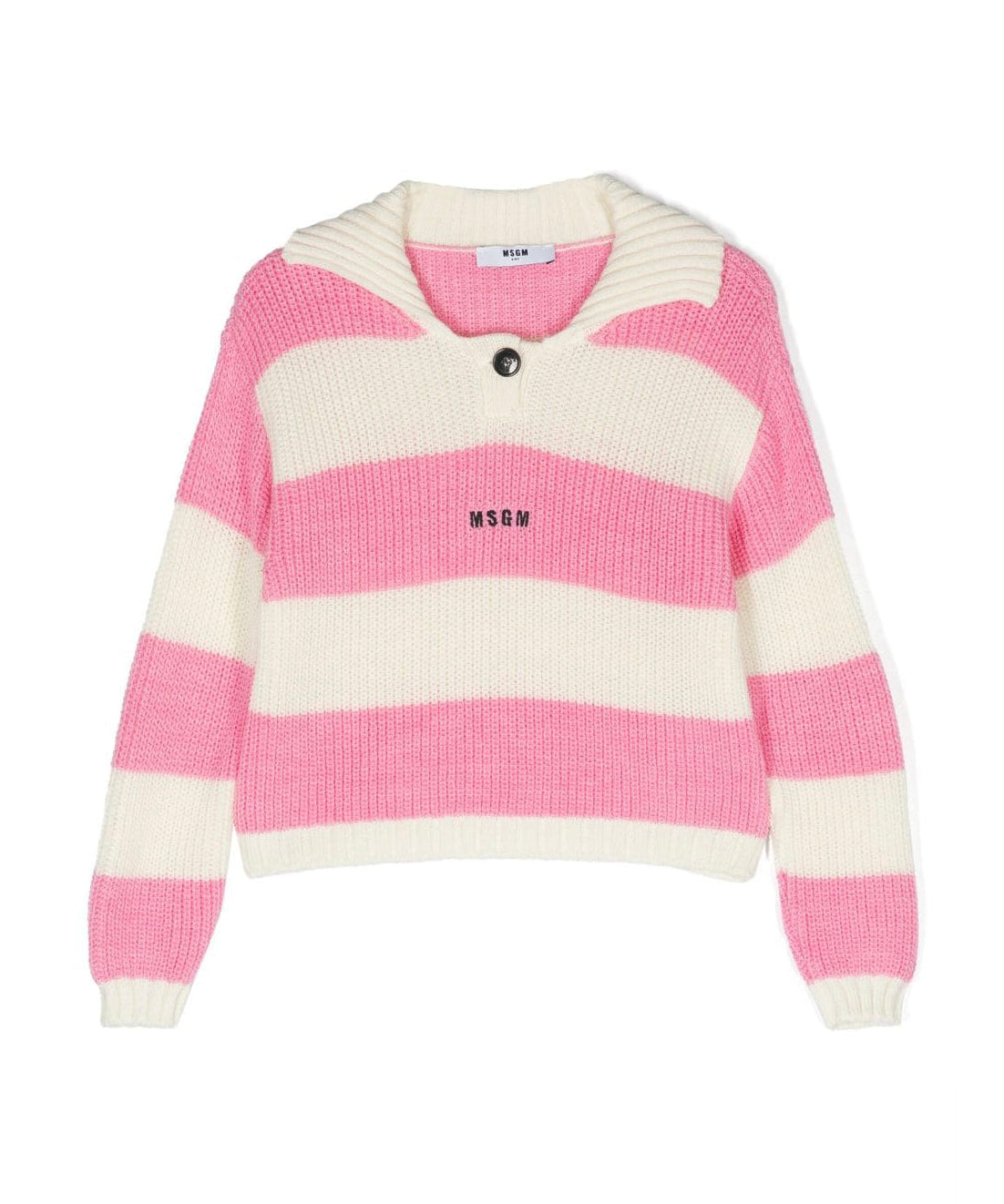 MSGM Kids Maglione a Righe in Misto Lana Rosa/Panna | Stile e Comfort per le piccole fashioniste