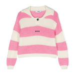 MSGM Kids Maglione a Righe in Misto Lana Rosa/Panna | Stile e Comfort per le piccole fashioniste