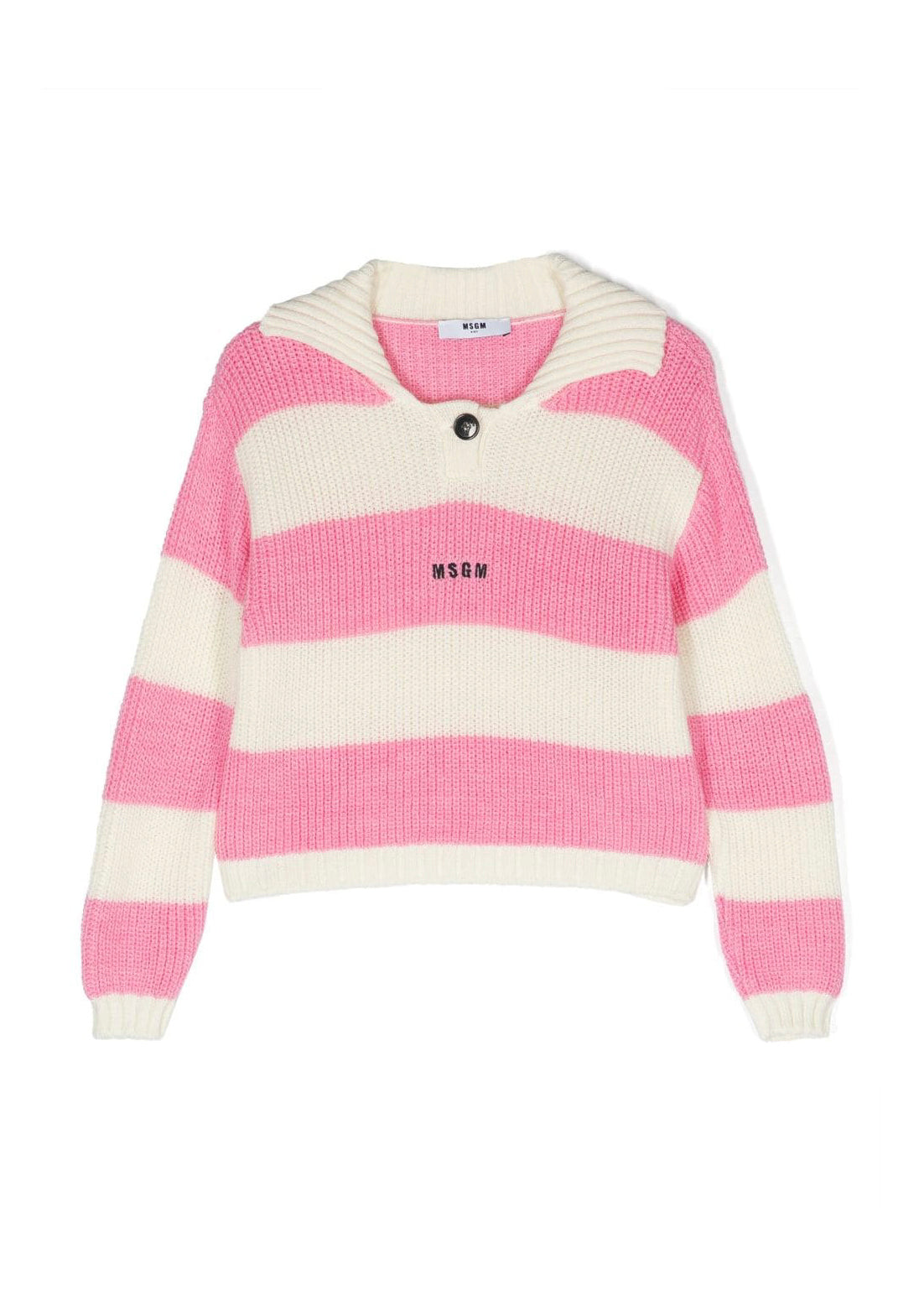 MSGM Kids Maglione a Righe in Misto Lana Rosa/Panna | Stile e Comfort per le piccole fashioniste
