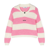 MSGM Kids Maglione a Righe in Misto Lana Rosa/Panna | Stile e Comfort per le piccole fashioniste