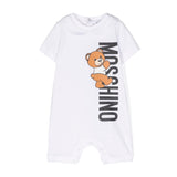 Moschino Kids Pagliaccetto Bianco con Stampa Teddy Bear