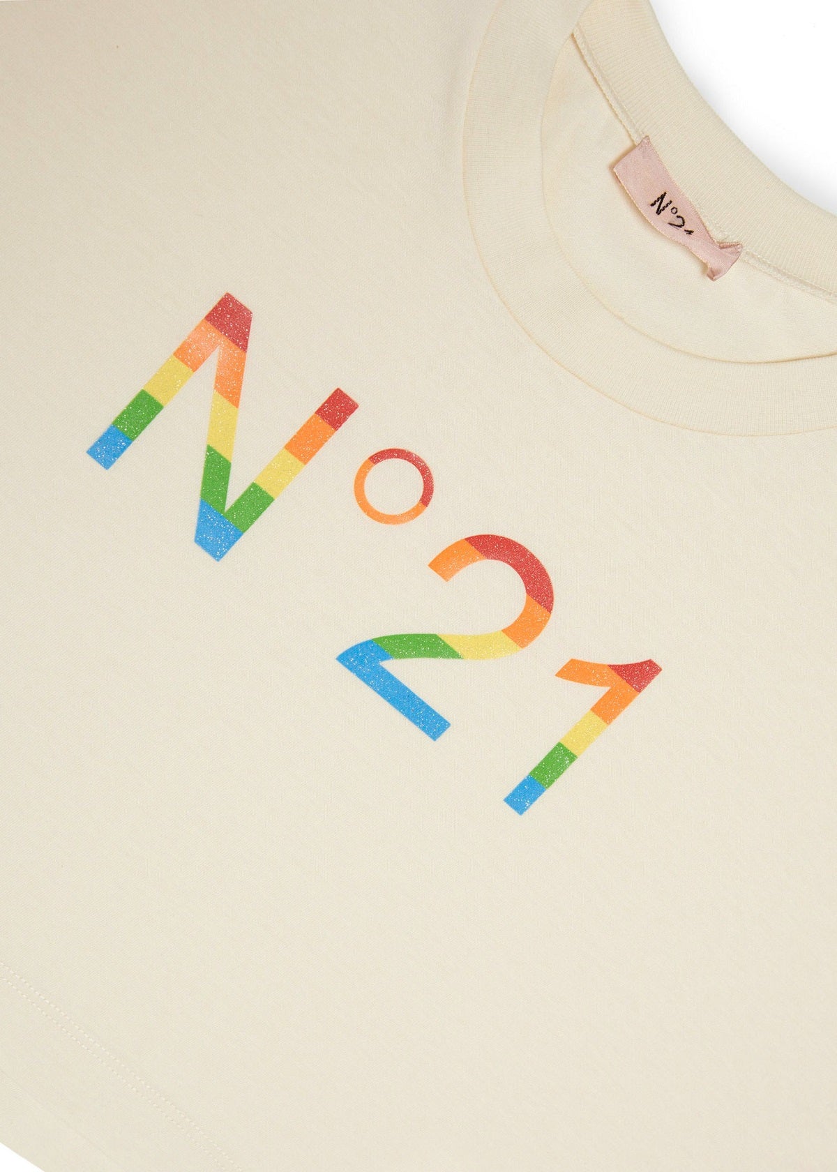 N°21 Kids T-Shirt Paglino Cropped con Logo Multicolor