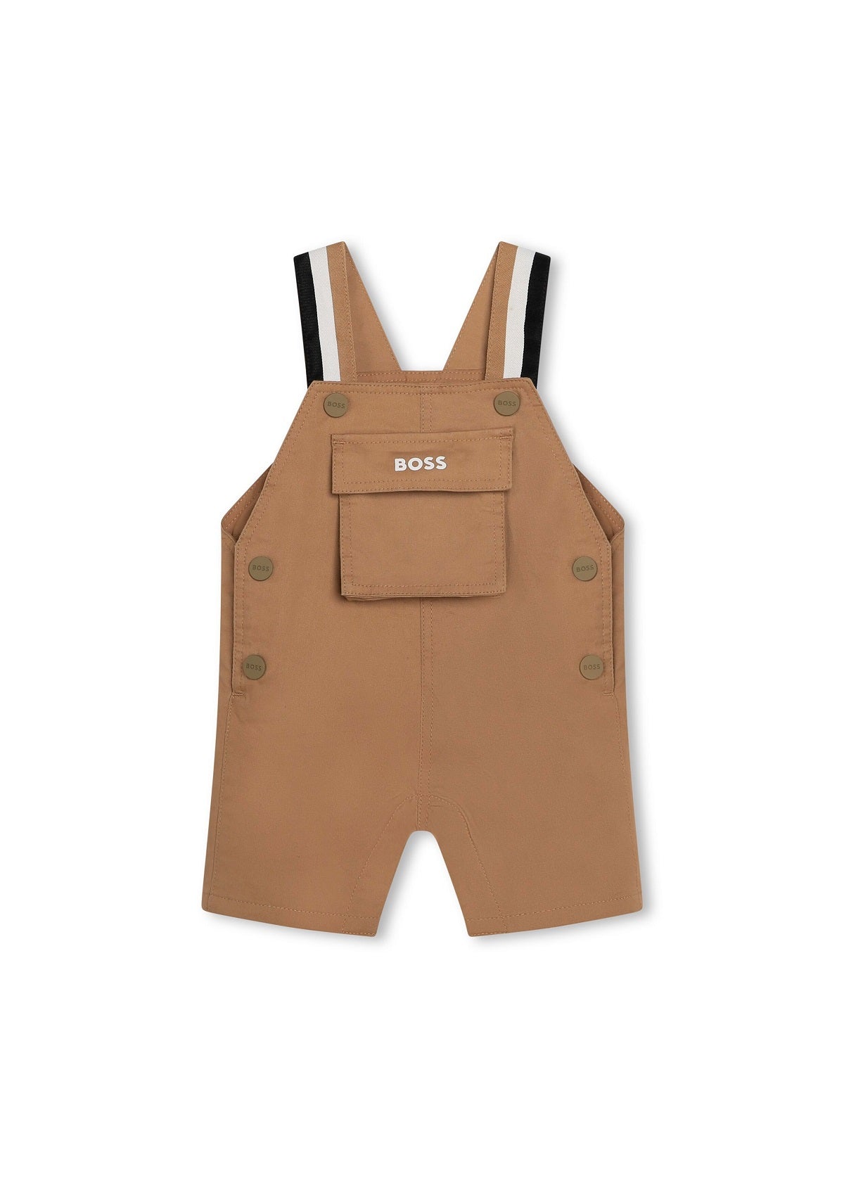 Boss Kids Salopette Corta Beige per Neonati