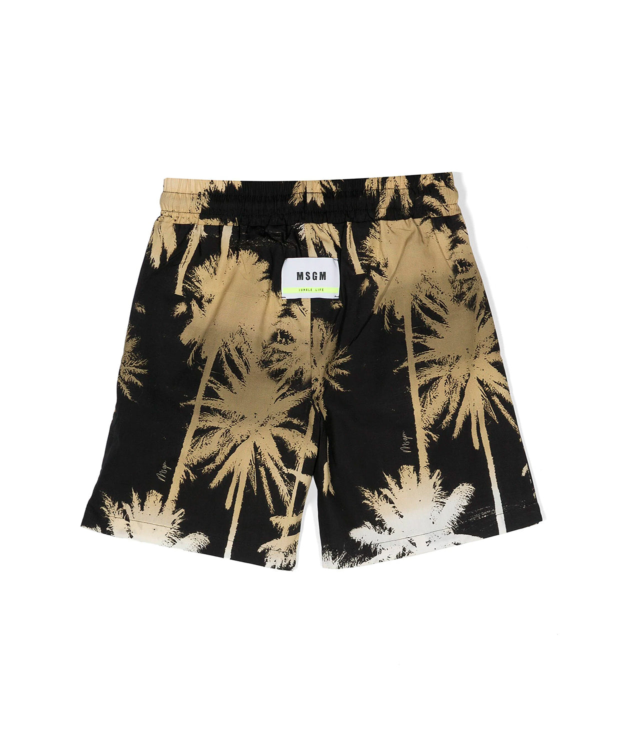 MSGM Kids Short Nero con Stampa Palme Oro per Bambini