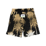 MSGM Kids Short Nero con Stampa Palme Oro per Bambini