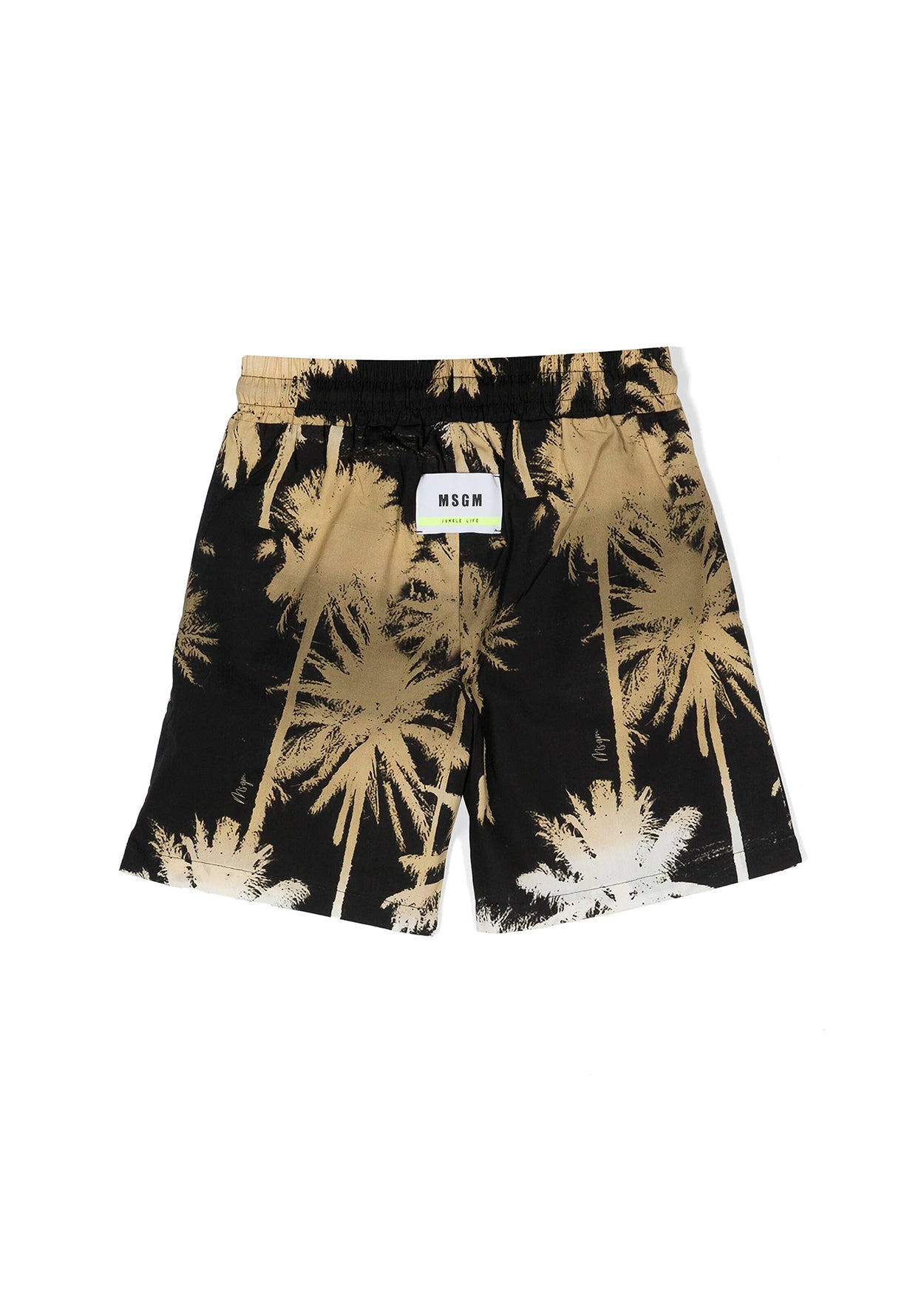 MSGM Kids Short Nero con Stampa Palme Oro per Bambini