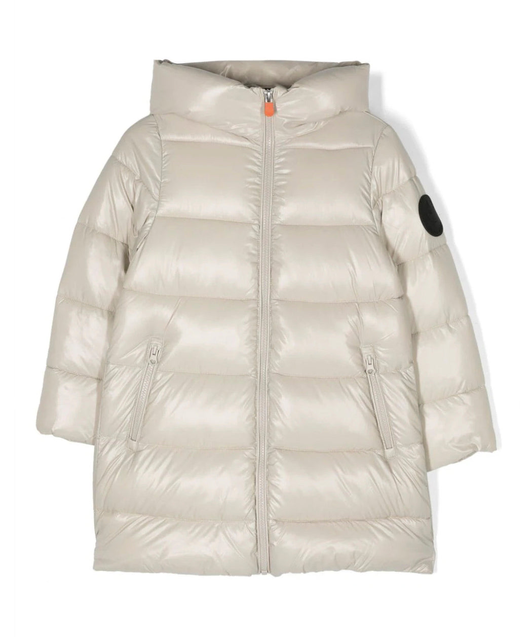 SAVE THE DUCK Giacca Lunga per Bambine: Eleganza Imbottita in Nylon Crema con Cappuccio