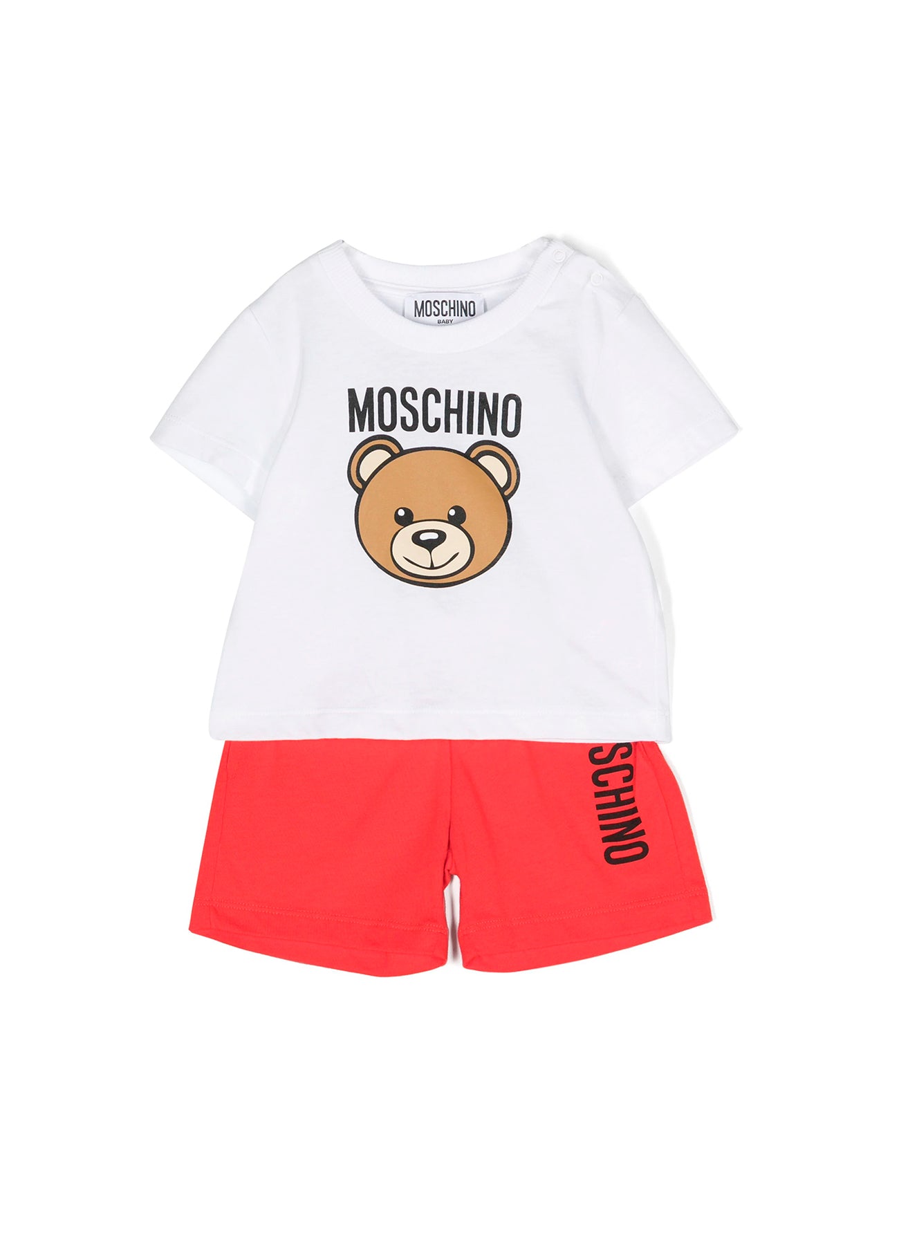 Moschino Kids Completo T-Shirt e Shorts Bianco/rosso Teddy Bear per Neonati