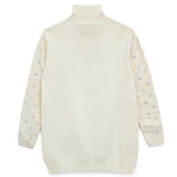 Abito da Bambina Elisabetta Franchi in Misto Lana - Bianco con Logo Strass All-Over
