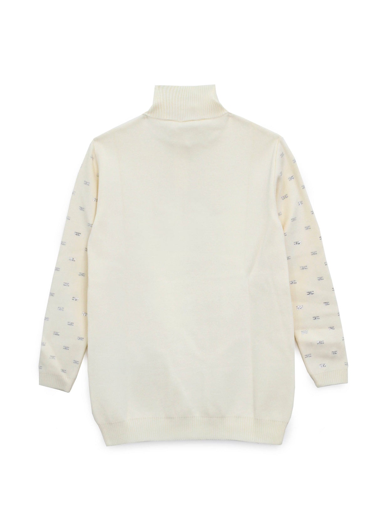 Abito da Bambina Elisabetta Franchi in Misto Lana - Bianco con Logo Strass All-Over