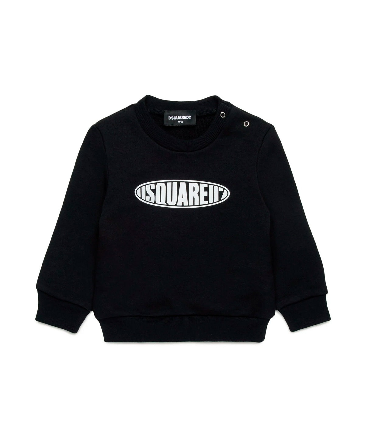 Dsquared2 Kids Felpa Girocollo Nera con Logo Surf per Neonati