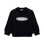Dsquared2 Kids Felpa Girocollo Nera con Logo Surf per Neonati