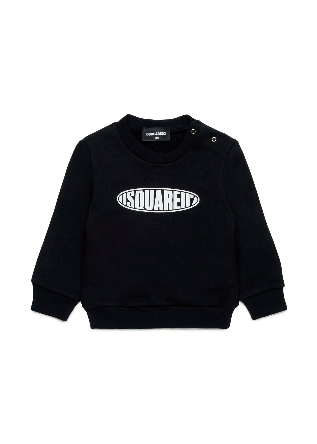 Dsquared2 Kids Felpa Girocollo Nera con Logo Surf per Neonati