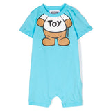 Moschino Kids Pagliaccetto Azzurro con Stampa Teddy Bear