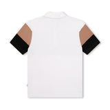 Boss Kids Polo a Righe Bianca con Stampa per Bambini