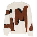Maglione MSGM Kids a Intarsio con Logo - Bianco/Nero/Cognac