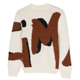 Maglione MSGM Kids a Intarsio con Logo - Bianco/Nero/Cognac