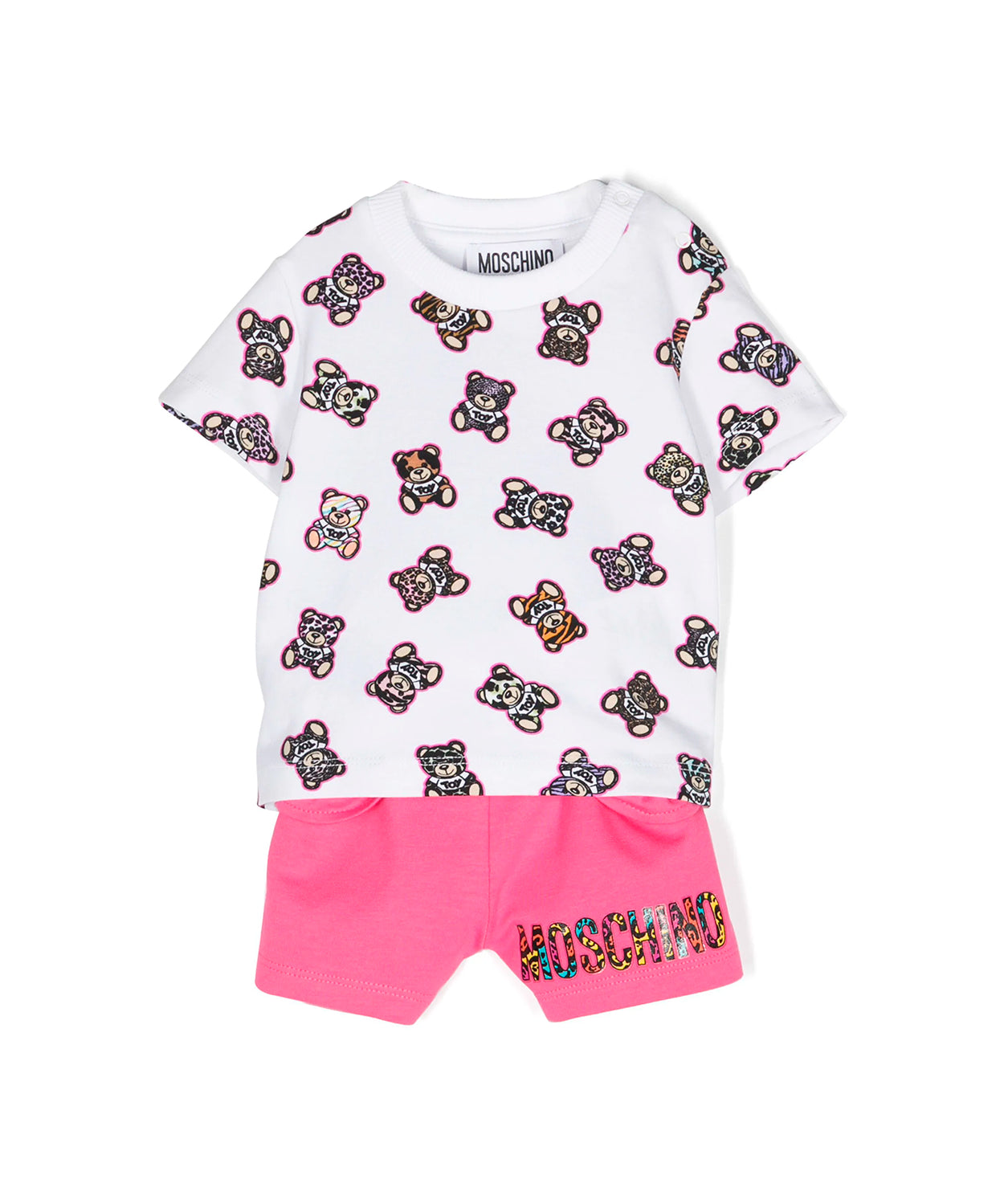 Moschino Kids Completo Short e T-shirt Teddy Bear All-over per Neonate