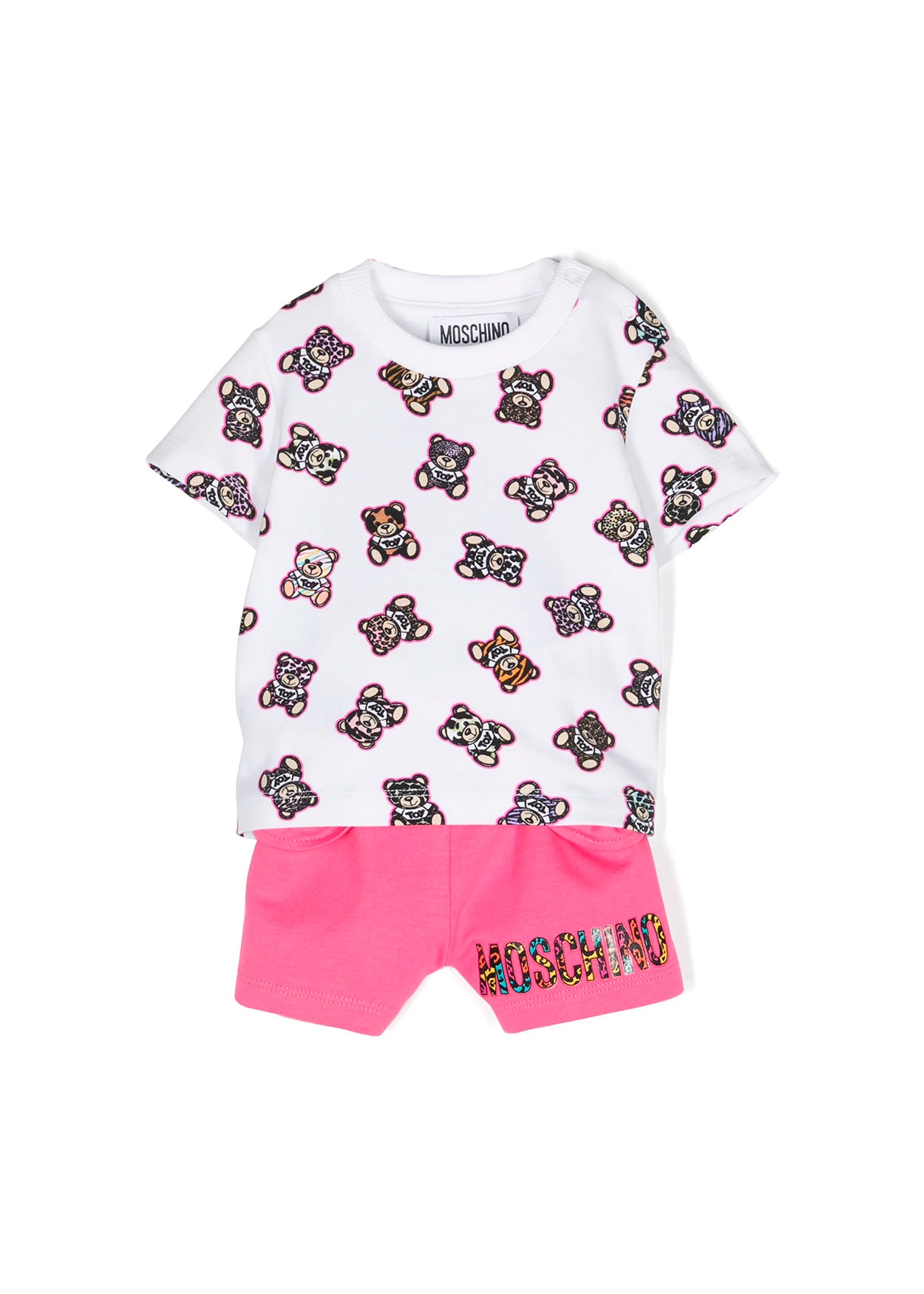 Moschino Kids Completo Short e T-shirt Teddy Bear All-over per Neonate