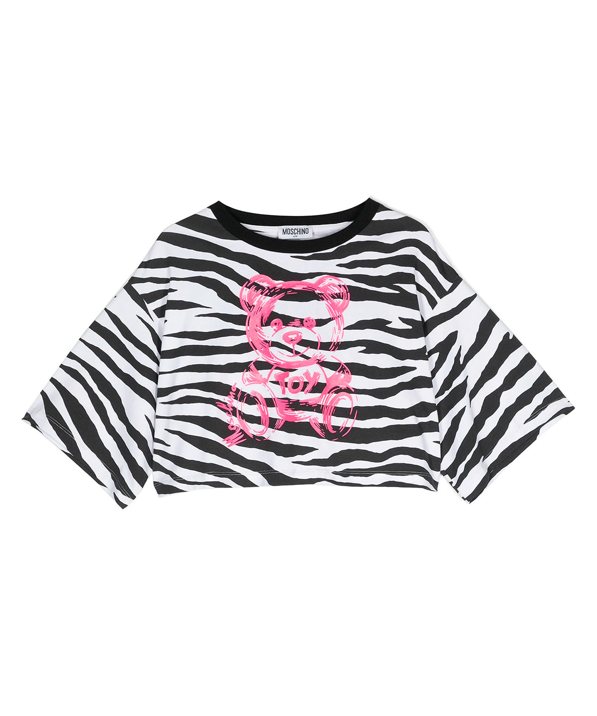 Moschino Kids T-Shirt Cropped Zebrata per Bambine