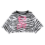 Moschino Kids T-Shirt Cropped Zebrata per Bambine