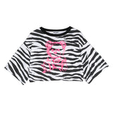 Moschino Kids T-Shirt Cropped Zebrata per Bambine