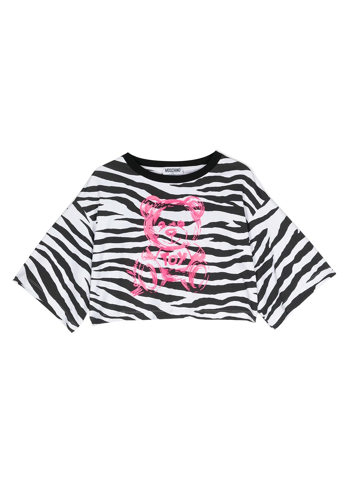 Moschino Kids T-Shirt Cropped Zebrata per Bambine