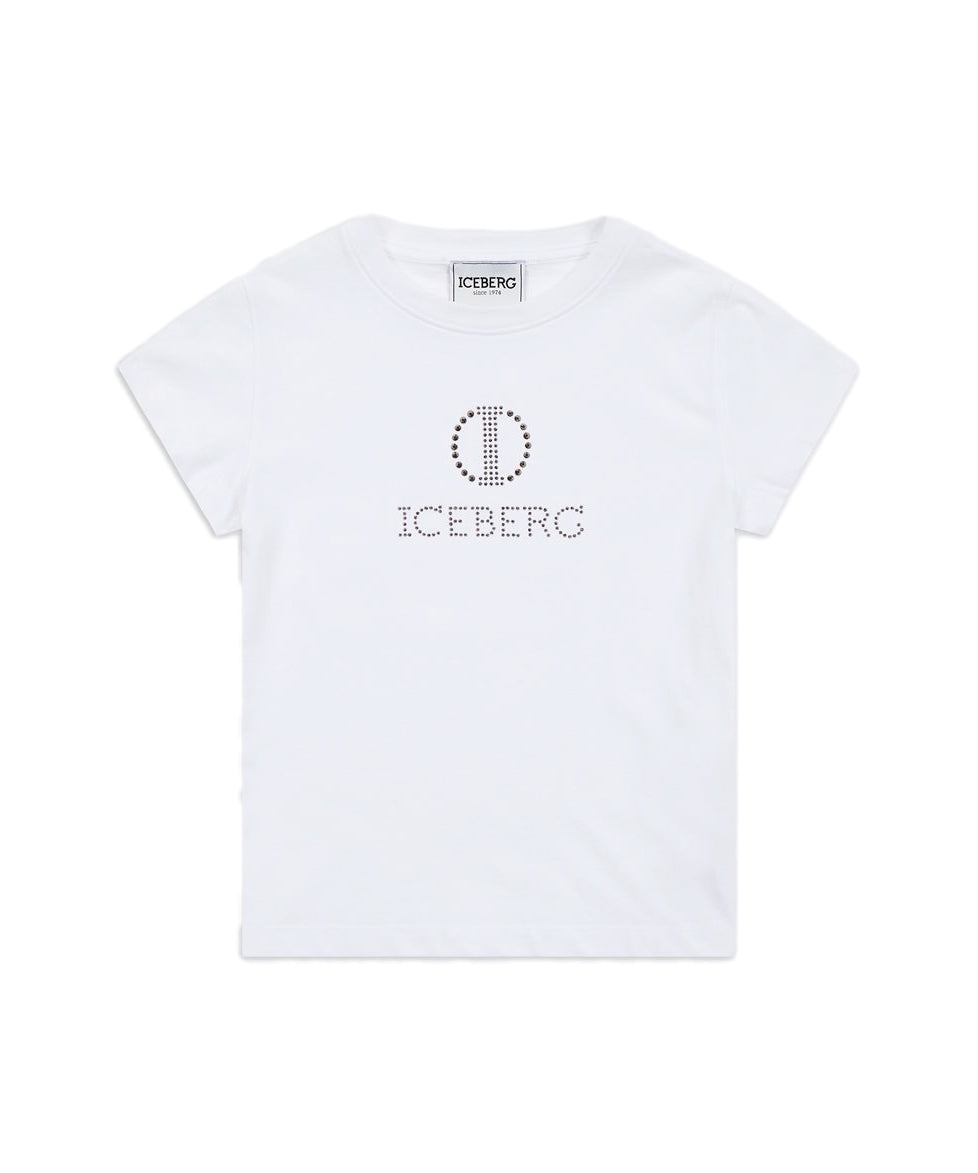 Iceberg Kids T-Shirt Bianca con Applicazioni per Bambine
