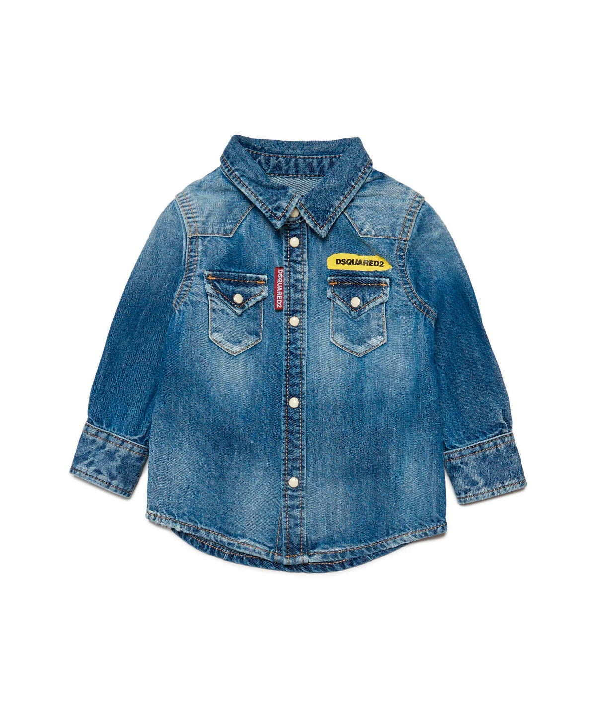 Dsquared2 Kids Camicia Di Jeans in Blu Sfumato