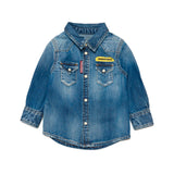 Dsquared2 Kids Camicia Di Jeans in Blu Sfumato