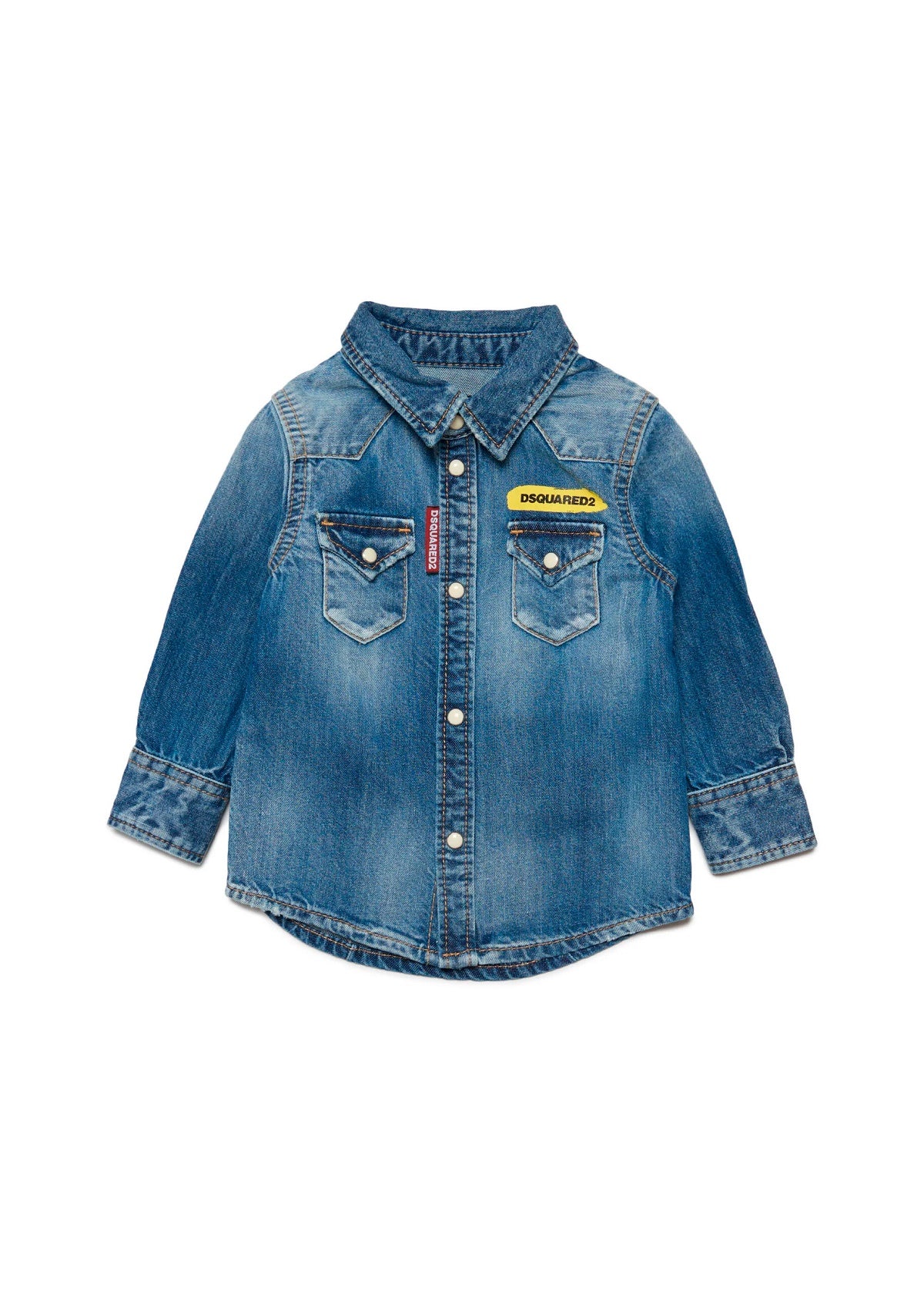 Dsquared2 Kids Camicia Di Jeans in Blu Sfumato