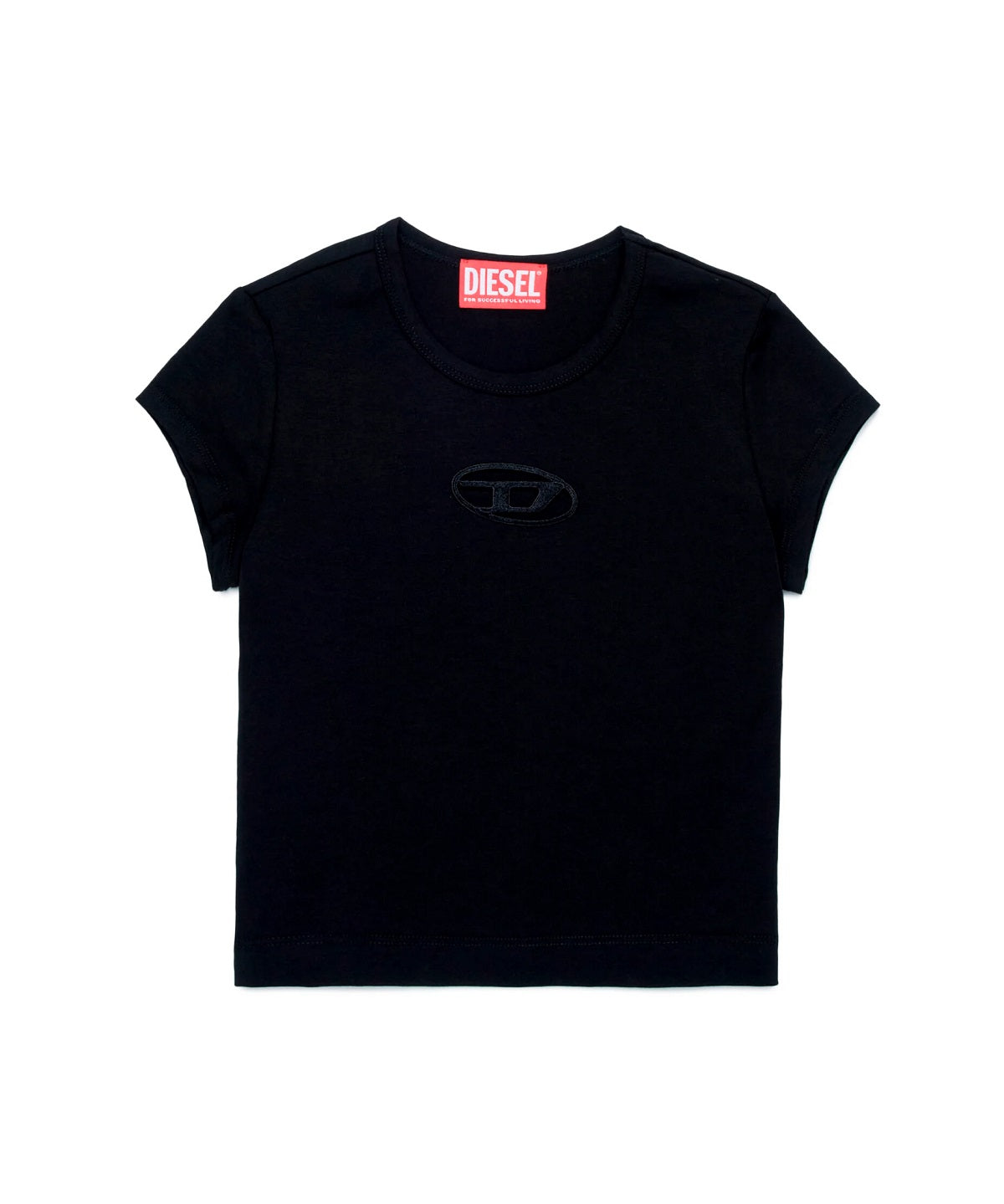 Diesel Kids T-Shirt Nera con Logo Oval D per Bambine