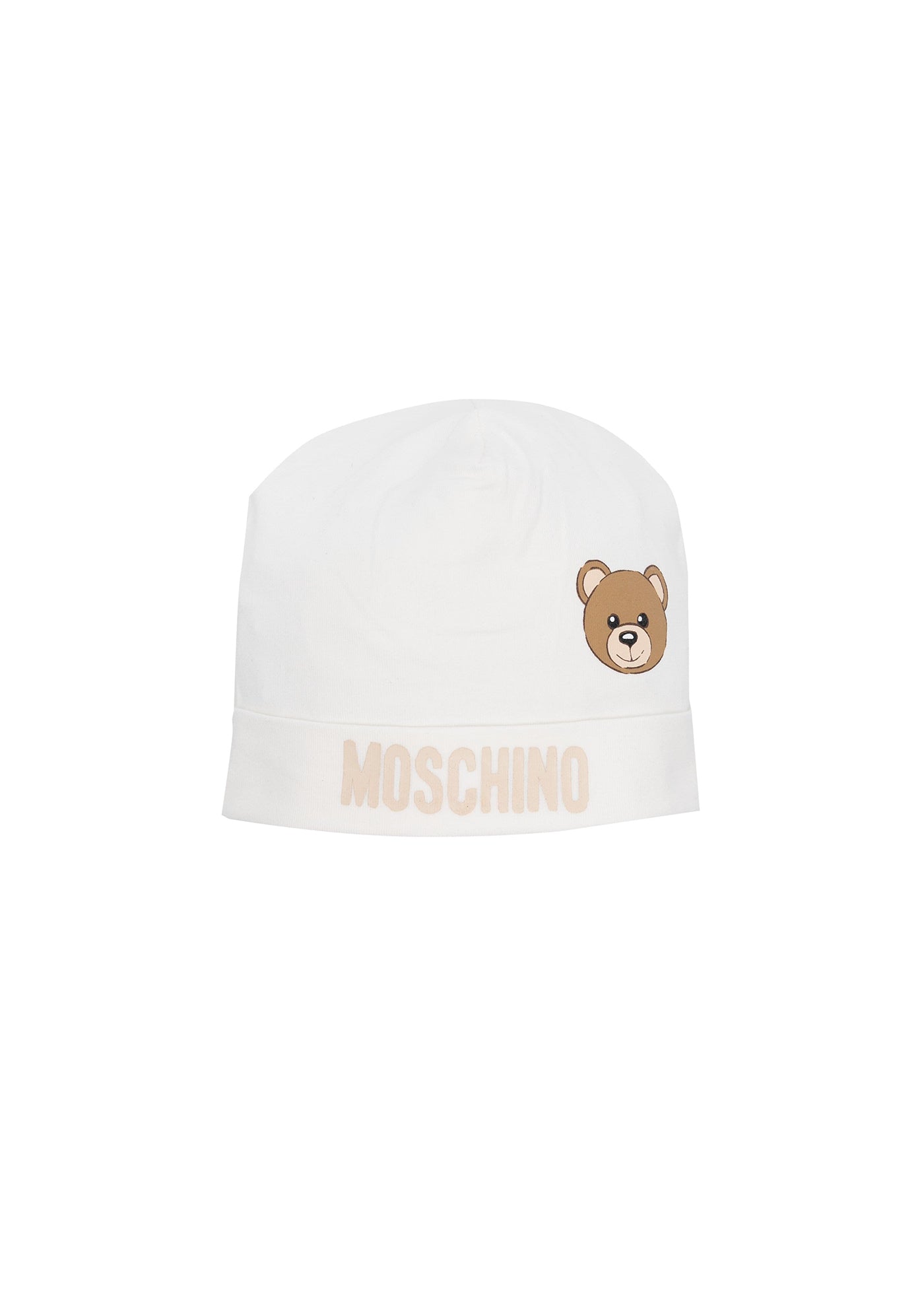 Moschino Kids Cappellino Bianco con Motivo Teddy Bear