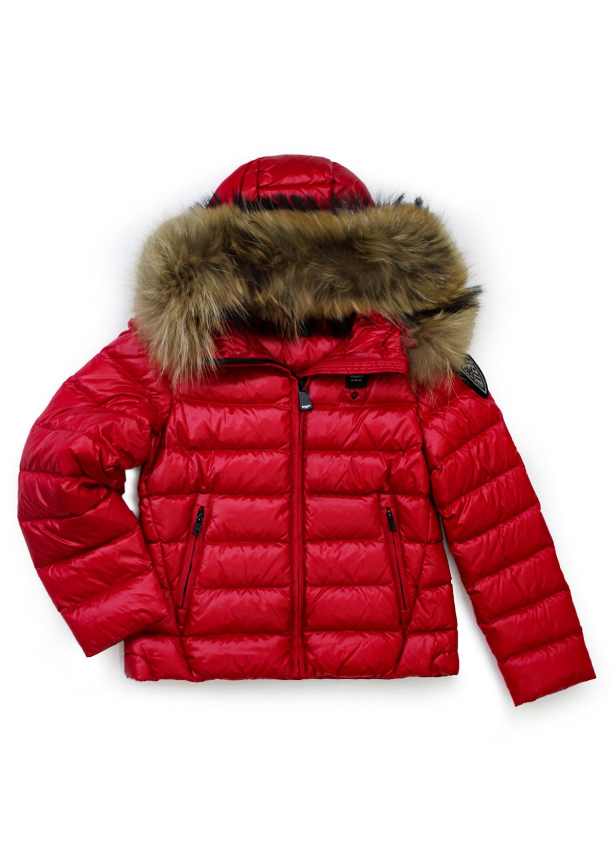 Blauer Kids Piumino Imbottito con Pelliccia Rosso per Bambine
