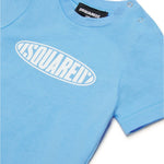 Dsquared2 Kids T-Shirt Celeste con Logo Surf per Neonati