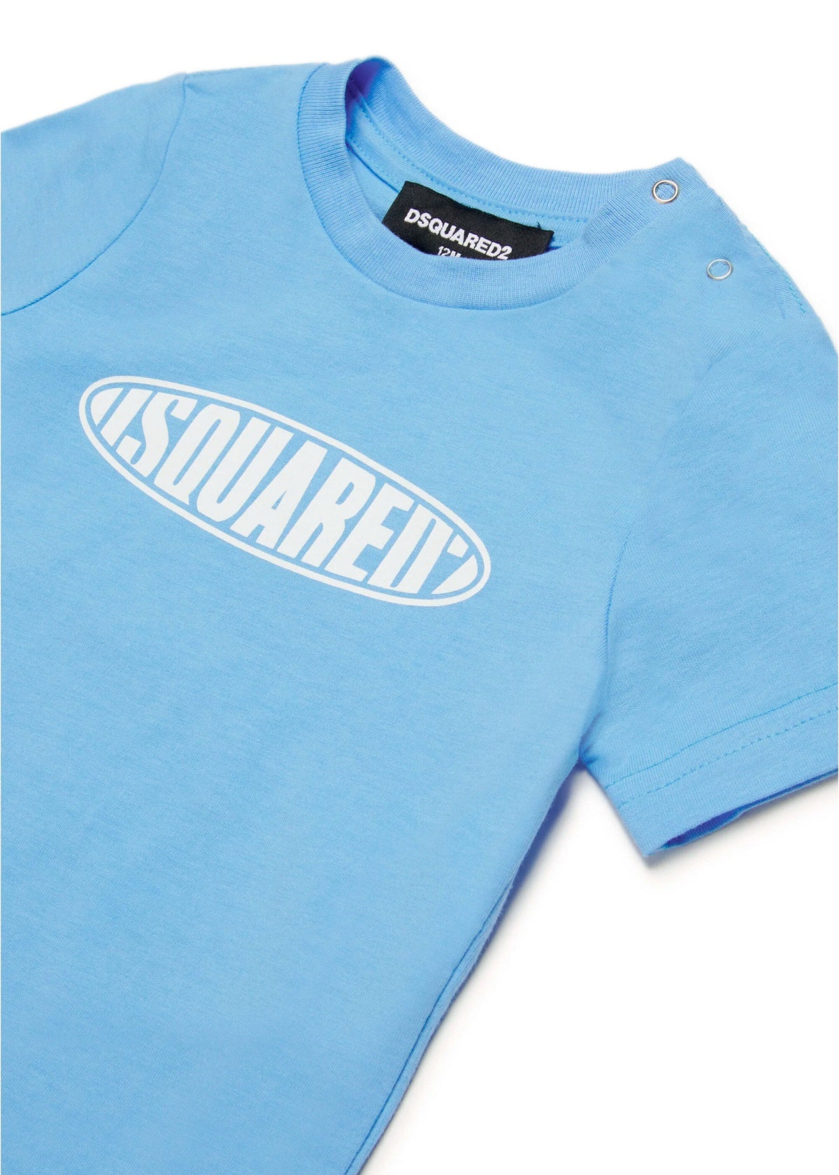 Dsquared2 Kids T-Shirt Celeste con Logo Surf per Neonati