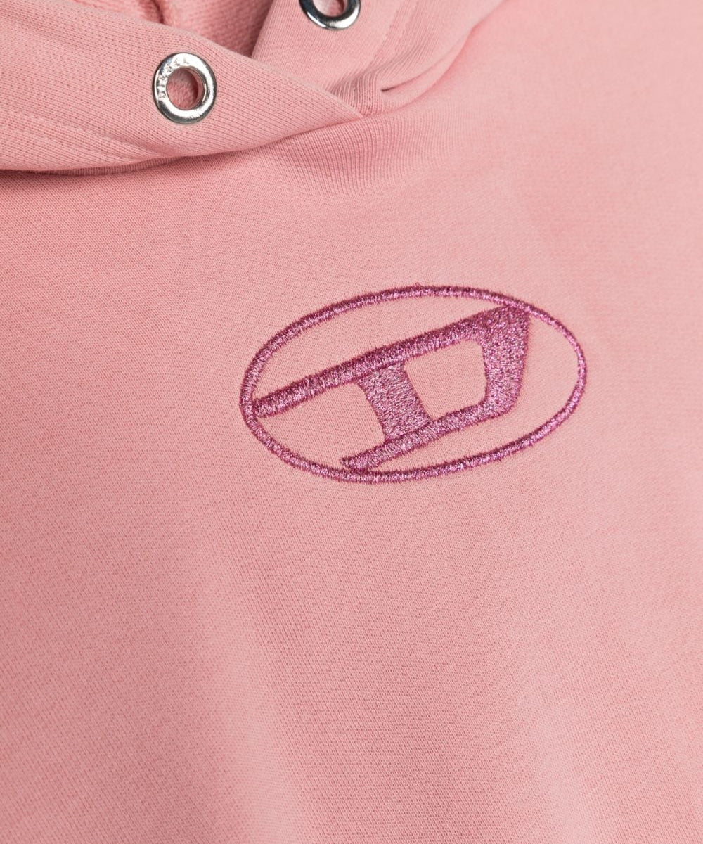 Diesel Kids Felpa Cropped Rosa con Logo Glitter: Stile Casual Incontra Glamour Moderno