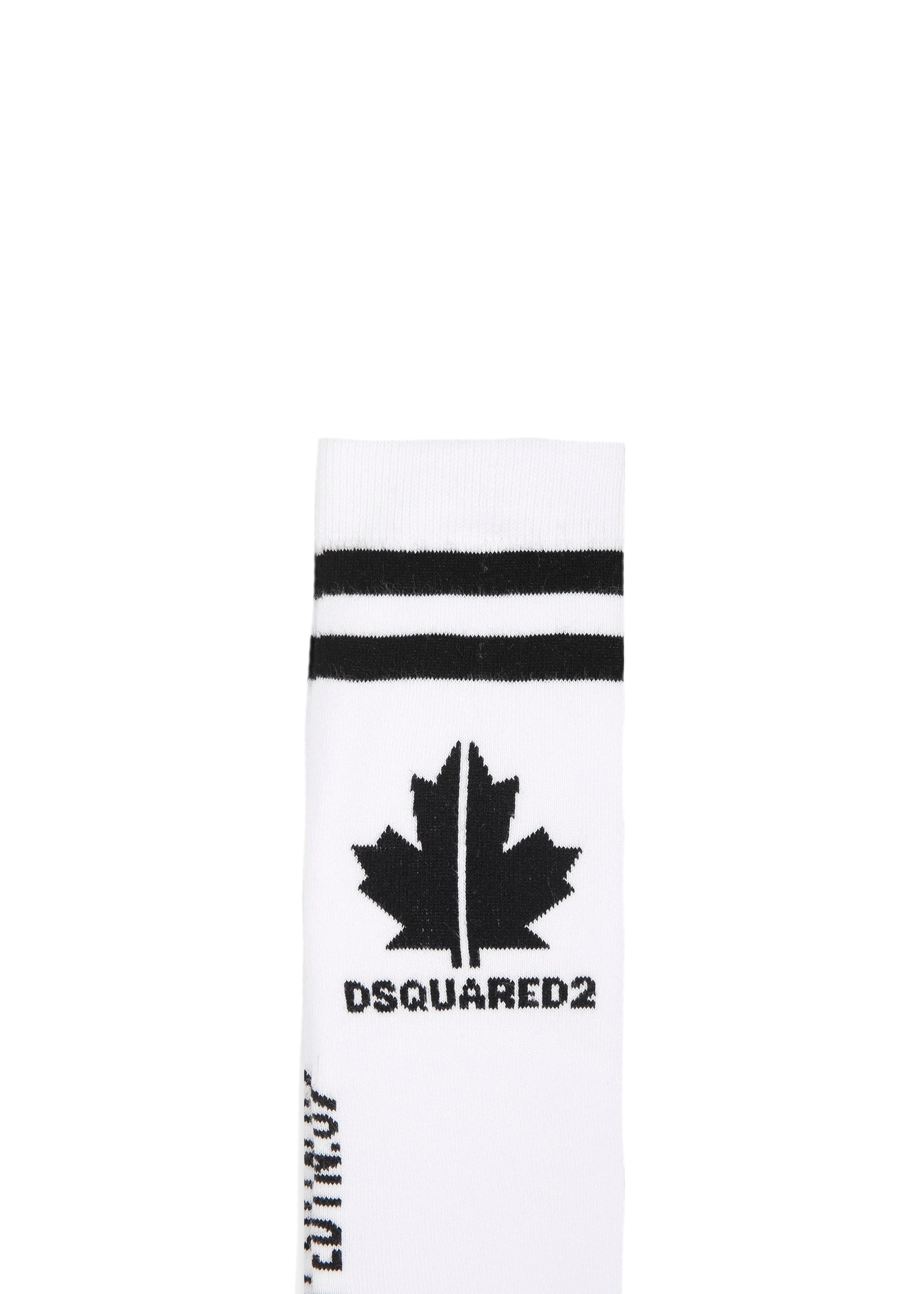 Dsquared2 Kids Calzino con Stampa Foglia D'acero Bianco