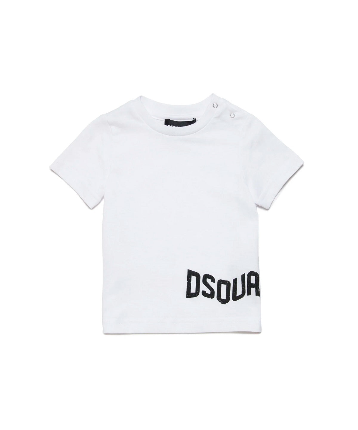 Dsquared2 Kids T-shirt Bianca con Logo Effetto Wave per Neonati