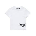 Dsquared2 Kids T-shirt Bianca con Logo Effetto Wave per Neonati