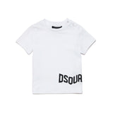Dsquared2 Kids T-shirt Bianca con Logo Effetto Wave per Neonati