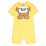 Moschino Kids Pagliaccetto Giallo con Stampa Teddy Bear