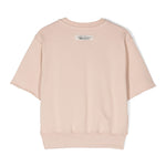 MSGM Kids Felpa Girocollo Beige a Maniche Corte