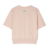MSGM Kids Felpa Girocollo Beige a Maniche Corte