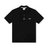 Boss Kids Polo Nera con Logo per Bambini